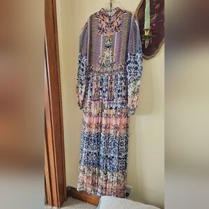 Anthropologie Multicolor Long Sleeve Maxi Dress